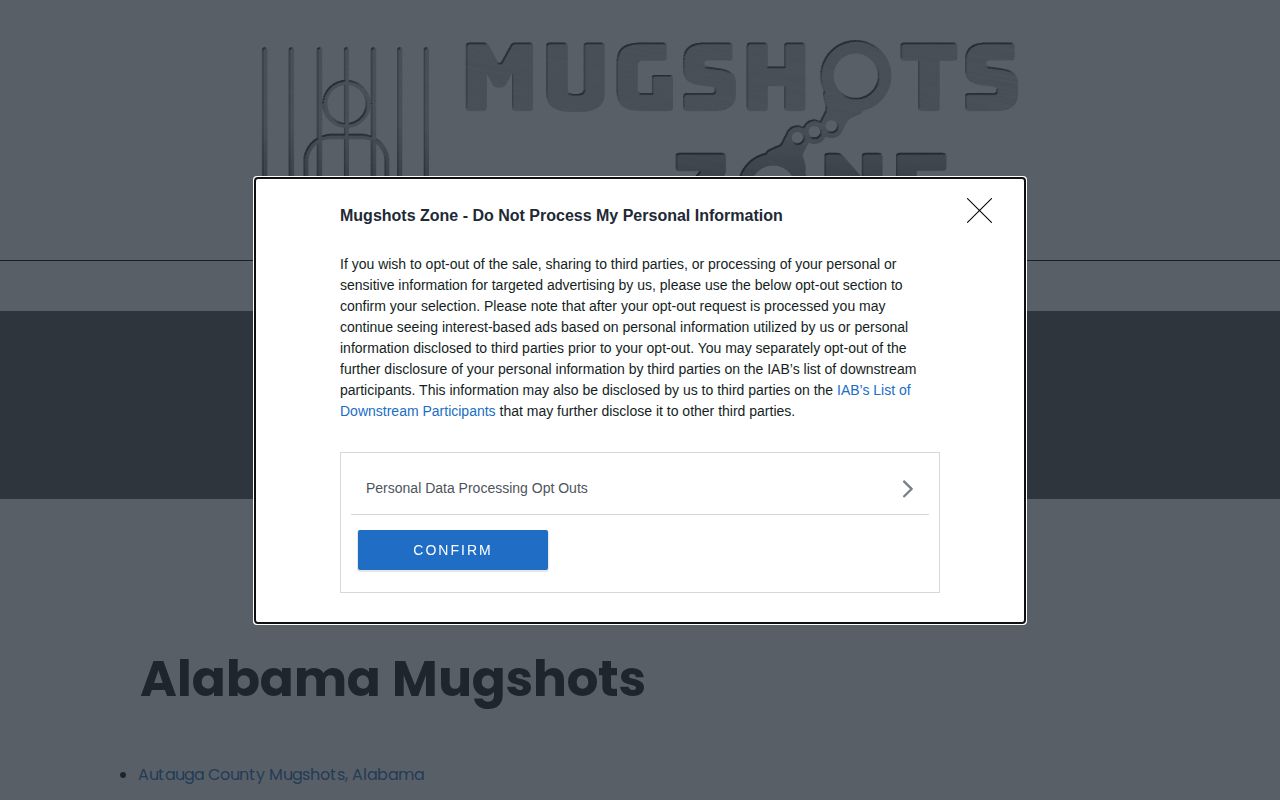 Mugshots.zone secondary Louisiana booking archive landing page